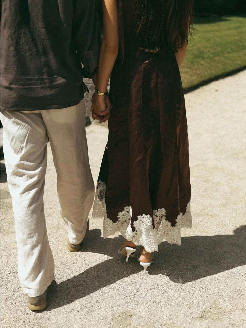 Camila Coelho Anahi Maxi Dress in Chocolate with Ivory Lace